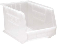 Quantum Storage - 75 Lb. Load Capacity, 18" Deep, Clear Polypropylene Hopper Stacking Bin - 10" High x 11" Wide x 18" Long - Benchmark Tooling