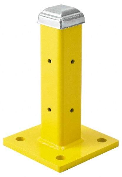 Steel King - Single 12 Inch High Corner and Center Steel Guard Rail Mount Post - Yellow, For Use with Steel King Railing - Benchmark Tooling