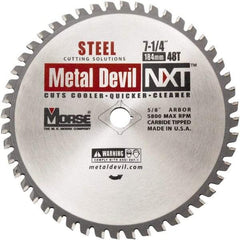 M.K. MORSE - 7-1/4" Diam, 5/8" Arbor Hole Diam, 48 Tooth Wet & Dry Cut Saw Blade - Steel, Diamond Arbor - Benchmark Tooling