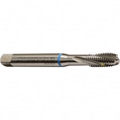 Emuge - M10x1.25 Metric Fine 3 Flute 6H Bottoming Spiral Flute Tap - Cobalt, Bright Finish, 2-15/16" OAL, Right Hand Flute, Right Hand Thread, Series Rekord D - Exact Industrial Supply