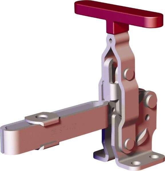 De-Sta-Co - 375 Lb Holding Capacity, Vertical Handle, Manual Hold Down Toggle Clamp - 57° Handle Movement, 99° Bar Opening, U-Bar, Flanged Base, Carbon Steel - Benchmark Tooling