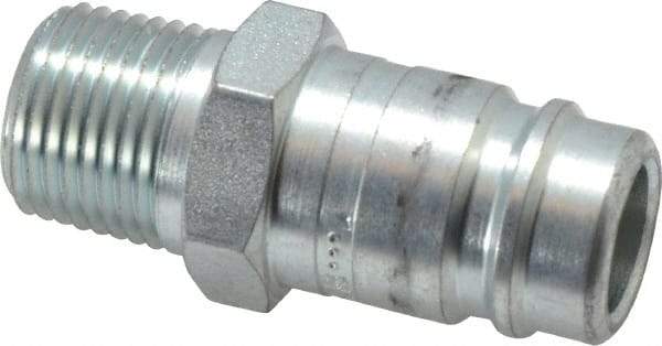 Parker - 1/2-14 Male NPT Industrial Pneumatic Hose Connector - Steel, 3/4" Body Diam - Benchmark Tooling