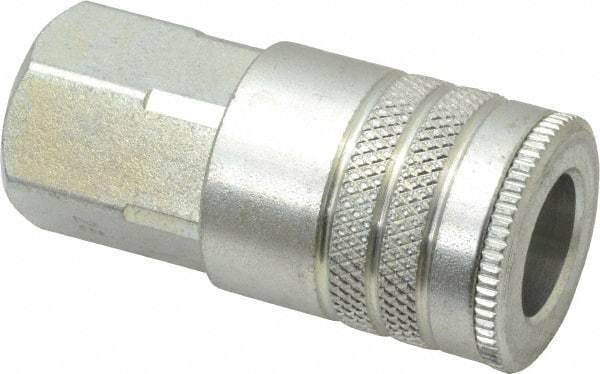 Parker - 3/8-18 Female NPTF Industrial Pneumatic Hose Coupler - Steel, 3/8" Body Diam - Benchmark Tooling