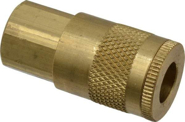 Parker - 1/8-27 Female NPTF Tru-Flate Automotive Pneumatic Hose Coupler - Brass, 1/4" Body Diam - Benchmark Tooling