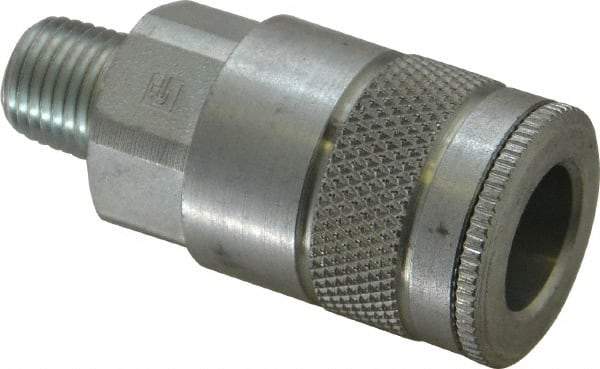 Parker - 1/4-18 Male NPTF Tru-Flate Automotive Pneumatic Hose Coupler - Steel, 3/8" Body Diam - Benchmark Tooling
