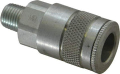 Parker - 1/4-18 Male NPTF Tru-Flate Automotive Pneumatic Hose Coupler - Steel, 3/8" Body Diam - Benchmark Tooling