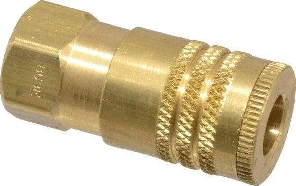 Parker - 3/8-18 Female NPTF ARO Pneumatic Hose Coupler - Brass, 1/4" Body Diam - Benchmark Tooling