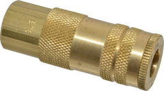 Parker - 1/4-18 Female NPTF Lincoln Long Stem Pneumatic Hose Coupler - Brass, 1/4" Body Diam - Benchmark Tooling