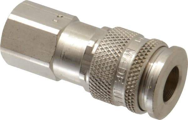 Parker - 3/8-18 Female NPSF European High Flow Pneumatic Hose Coupler - Brass, 1/4" Body Diam - Benchmark Tooling