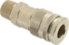 Parker - 3/8-18 Male NPT European High Flow Pneumatic Hose Coupler - Brass, 1/4" Body Diam - Benchmark Tooling