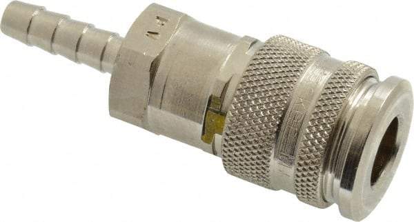 Parker - Hose Barb European High Flow Pneumatic Hose Coupler - Brass, 1/4" Body Diam, 1/4" Hose ID - Benchmark Tooling