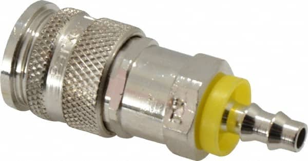 Parker - Push-Lok Hose Barb European High Flow Pneumatic Hose Coupler - Brass, 1/4" Body Diam, 1/4" Hose ID - Benchmark Tooling