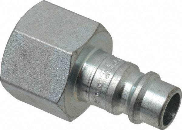 Parker - 3/8-18 Female NPTF European High Flow Pneumatic Hose Connector - Steel, 1/4" Body Diam - Benchmark Tooling
