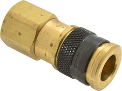 Parker - 1/2-14 Female NPTF Industrial Pneumatic Hose Coupler - Brass, 3/8" Body Diam - Benchmark Tooling