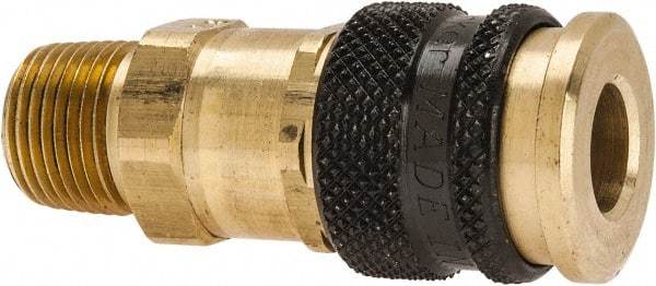 Parker - 3/8-18 Male NPTF Industrial Pneumatic Hose Coupler - Brass, 1/4" Body Diam - Benchmark Tooling