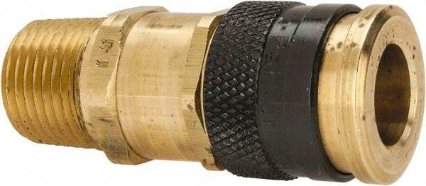 Parker - 1/2-14 Male NPTF Industrial Pneumatic Hose Coupler - Brass, 3/8" Body Diam - Benchmark Tooling
