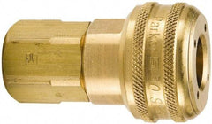 Parker - 1 - 11-1/2 Female NPTF Industrial Pneumatic Hose Coupler - Brass, 3/4" Body Diam - Benchmark Tooling