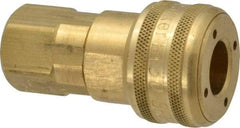 Parker - 3/8-18 Female NPTF Industrial Pneumatic Hose Coupler - Brass, 1/2" Body Diam - Benchmark Tooling