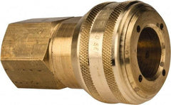Parker - 3/4-14 Female NPTF Industrial Pneumatic Hose Coupler - Brass, 3/4" Body Diam - Benchmark Tooling