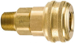 Parker - 1/8-27 Male NPTF Industrial Pneumatic Hose Coupler - Brass, 1/4" Body Diam - Benchmark Tooling