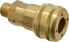 Parker - 3/8-18 Male NPT Industrial Pneumatic Hose Coupler - Brass, 1/2" Body Diam - Benchmark Tooling