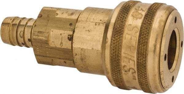 Parker - Hose Barb Industrial Pneumatic Hose Coupler - Brass, 1/2" Body Diam, 1/2" Hose ID - Benchmark Tooling