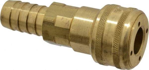 Parker - Hose Barb Industrial Pneumatic Hose Coupler - Brass, 1/2" Body Diam, 3/4" Hose ID - Benchmark Tooling