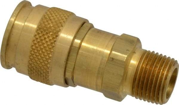 Parker - 3/8-18 Male NPT Universal Pneumatic Hose Coupler - Brass, 1/4" Body Diam - Benchmark Tooling
