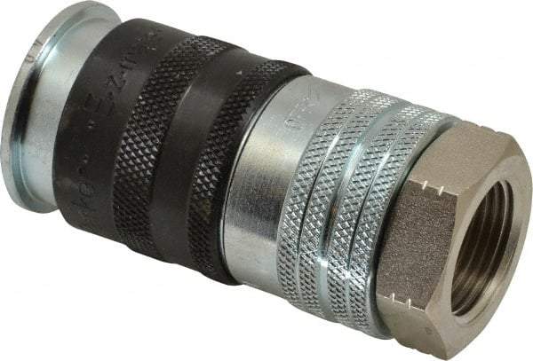 Parker - 3/4-14 Female NPTF Industrial Pneumatic Hose Coupler - Steel, 3/4" Body Diam - Benchmark Tooling