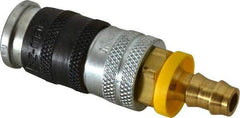 Parker - Push-Lok Hose Barb Industrial Pneumatic Hose Coupler - Steel, 1/4" Body Diam, 3/8" Hose ID - Benchmark Tooling