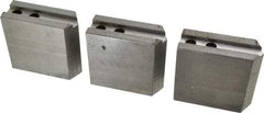 H & R Manufacturing - 1.5mm x 60° Serrated Attachment, Square Soft Lathe Chuck Jaw - 3 Jaws, Steel, 0.787" Btw Mount Hole Ctrs, 3-1/8" Long x 1-1/4" Wide x 3" High, 0.472" Groove, 10mm Fastener - Benchmark Tooling