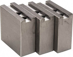 H & R Manufacturing - 1.5mm x 60° Serrated Attachment, Square Soft Lathe Chuck Jaw - 3 Jaws, Steel, 1" Btw Mount Hole Ctrs, 3-1/2" Long x 1-1/2" Wide x 3-1/2" High, 0.551" Groove, 12mm Fastener - Benchmark Tooling