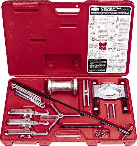 Proto - 18 Piece, 8" Spread, Wide Puller Set - 3 Jaws, 7" Reach - Benchmark Tooling