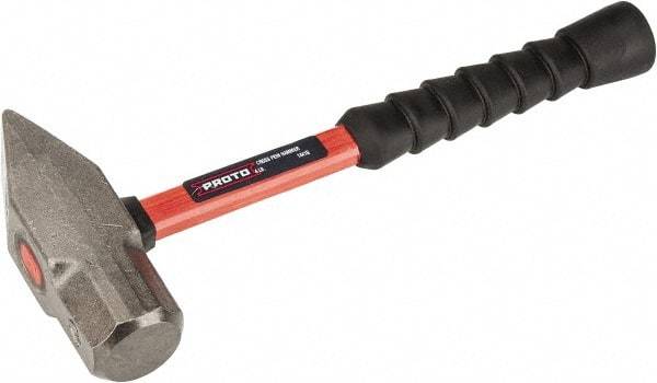 Proto - 4 Lb Head Cross Pein Hammer - 14" Fiberglass Handle, 1-15/16" Face Diam, 13-29/32" OAL - Benchmark Tooling