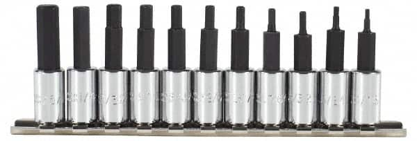 Proto - 11 Piece 1/4" Drive Inch Hex Bit Socket Set - 1/16 to 5/16" Hex - Benchmark Tooling