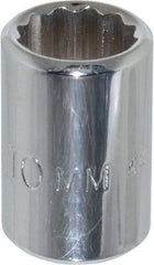 Proto - 1/4" Drive, Standard Hand Socket - 12 Points, 7/8" OAL, Chrome Finish - Benchmark Tooling
