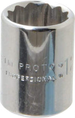 Proto - 1/4" Drive, Standard Hand Socket - 12 Points, 7/8" OAL, Chrome Finish - Benchmark Tooling