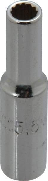 Proto - 1/4" Drive, Deep Hand Socket - 12 Points, 1-15/16" OAL, Chrome Finish - Benchmark Tooling