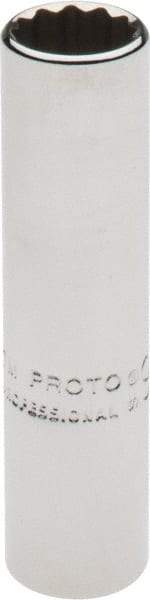 Proto - 1/4" Drive, Deep Hand Socket - 12 Points, 1-15/16" OAL, Chrome Finish - Benchmark Tooling