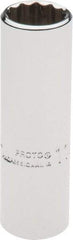 Proto - 1/4" Drive, Deep Hand Socket - 12 Points, 1-15/16" OAL, Chrome Finish - Benchmark Tooling