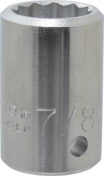 Proto - 7/8", 3/4" Drive, Standard Hand Socket - 12 Points, 2" OAL, Chrome Finish - Benchmark Tooling