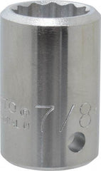Proto - 7/8", 3/4" Drive, Standard Hand Socket - 12 Points, 2" OAL, Chrome Finish - Benchmark Tooling