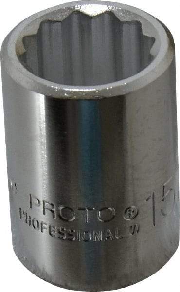 Proto - 15/16", 3/4" Drive, Standard Hand Socket - 12 Points, 2" OAL, Chrome Finish - Benchmark Tooling