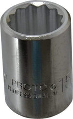 Proto - 15/16", 3/4" Drive, Standard Hand Socket - 12 Points, 2" OAL, Chrome Finish - Benchmark Tooling
