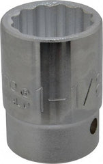 Proto - 1-1/8", 3/4" Drive, Standard Hand Socket - 12 Points, 2-7/32" OAL, Chrome Finish - Benchmark Tooling