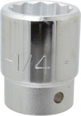 Proto - 1-1/4", 3/4" Drive, Standard Hand Socket - 12 Points, 2-15/64" OAL, Chrome Finish - Benchmark Tooling