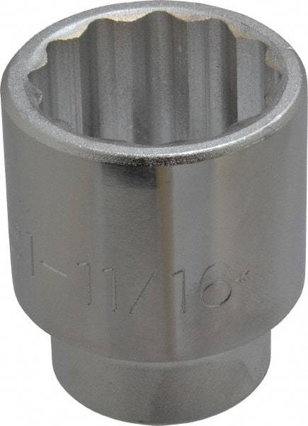 Proto - 1-11/16", 3/4" Drive, Standard Hand Socket - 12 Points, 2-3/4" OAL, Chrome Finish - Benchmark Tooling