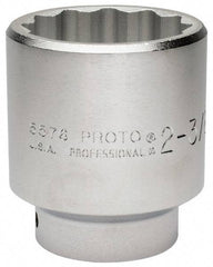 Proto - 2-3/8", 3/4" Drive, Standard Hand Socket - 12 Points, 3-43/64" OAL, Chrome Finish - Benchmark Tooling