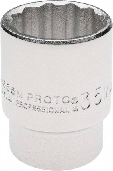 Proto - 3/4" Drive, Standard Hand Socket - 12 Points, 2-1/4" OAL, Chrome Finish - Benchmark Tooling