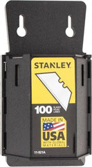 Stanley - 100 Piece Carbon Steel Utility Knife Blade - 2-7/16" OAL, 0.024" Blade Thickness - Benchmark Tooling